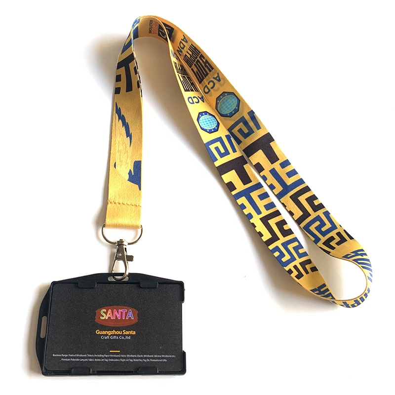Custom Sublimation Office Business Work Staff Polyester Lanyard With Id Card Badge Holder Hard Plastic