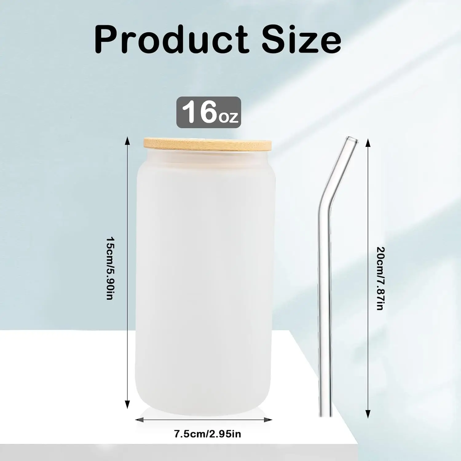 Factory Direct Sale Food Grade Custom Christmas Pattern Design 16Oz Sublimation Glass Can With Bamboo Lid