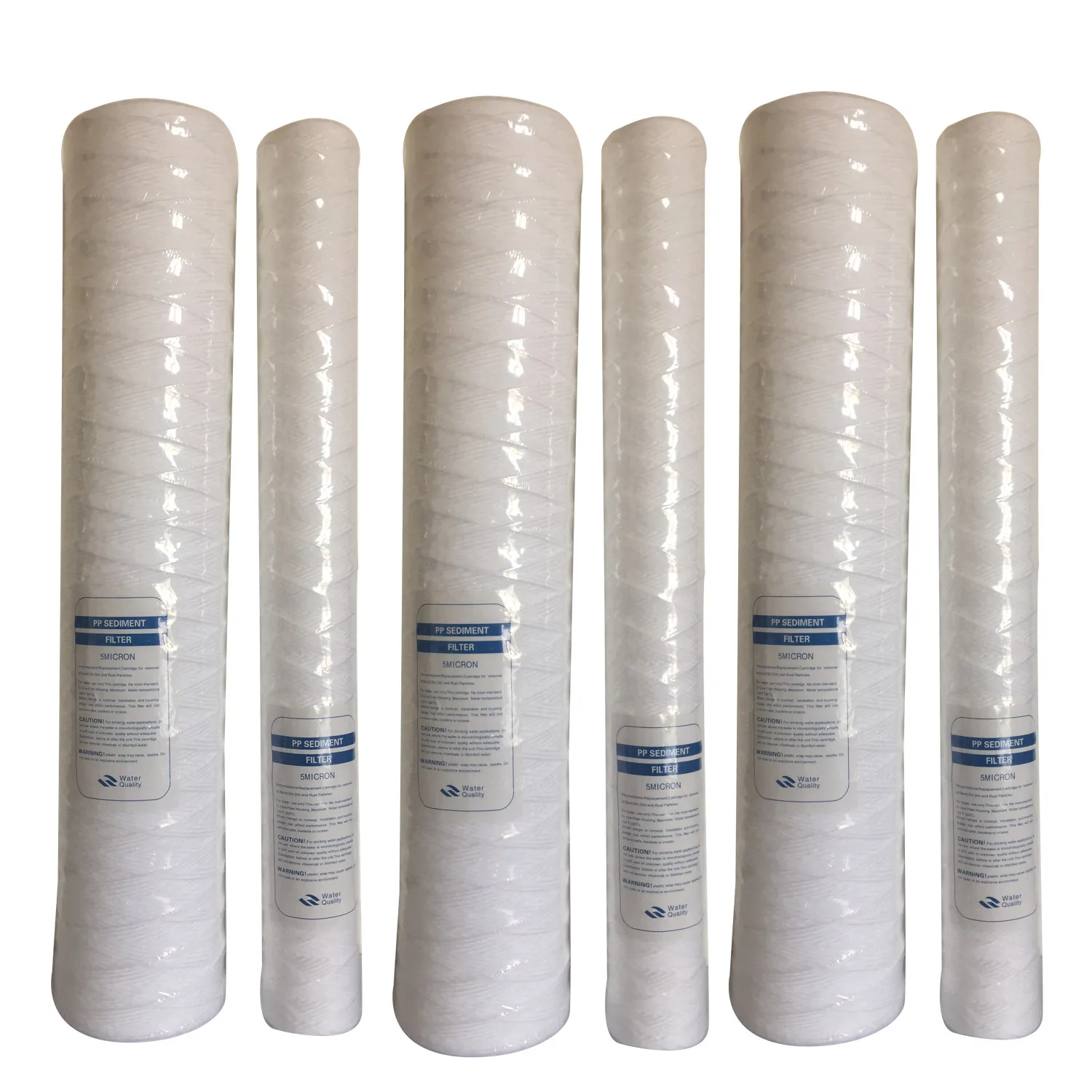 Water purification 40 inch 1 micron PP cotton string wound yarn thread filter cartridge
