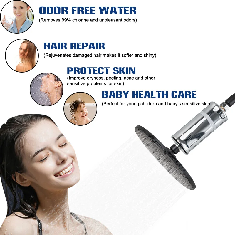 Hot Sale Lemon Fragrance Chrome Ionic Shower Head Filter Mineral Beads Remove Chlorine For Spa Hard Water And Softener