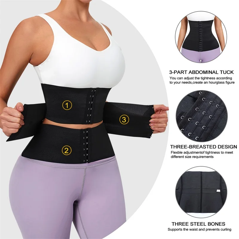 Custom Plus Size Body Slim Double Belt Latex Bandage Corset Waist Trainer Shapewear Tummy Control Shaper