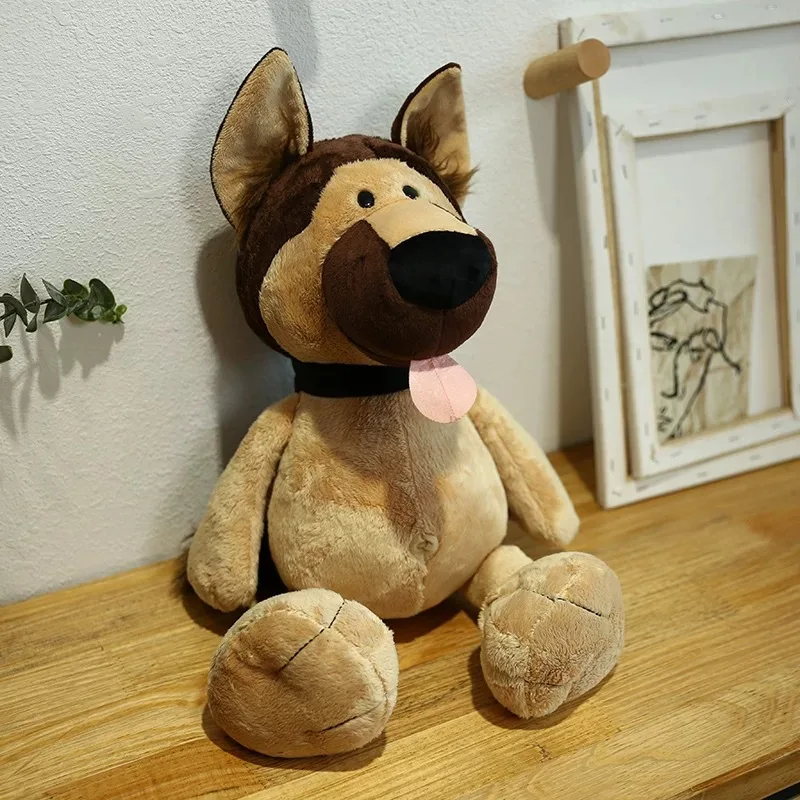 Large simulation German Shepherd pet plush toy wear-resistant bite interactive dog toy can be customized size logo