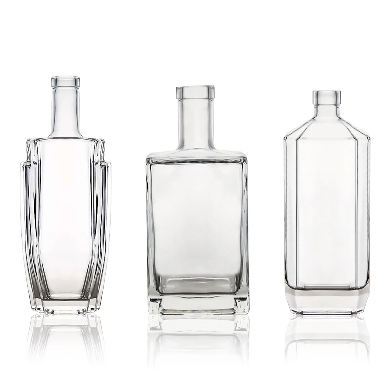 Hot Sale 700ml 750ml Super Flint Glass Bottle Short Neck Glass Liquor Bottle For Whiskey With Cork