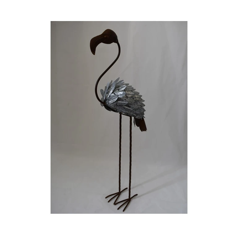 Garden Decor Pink Flamingo Ornaments Metal Bird Sculpture Garden Ornaments Cast Iron Garden Ornaments Outdoor Decorative