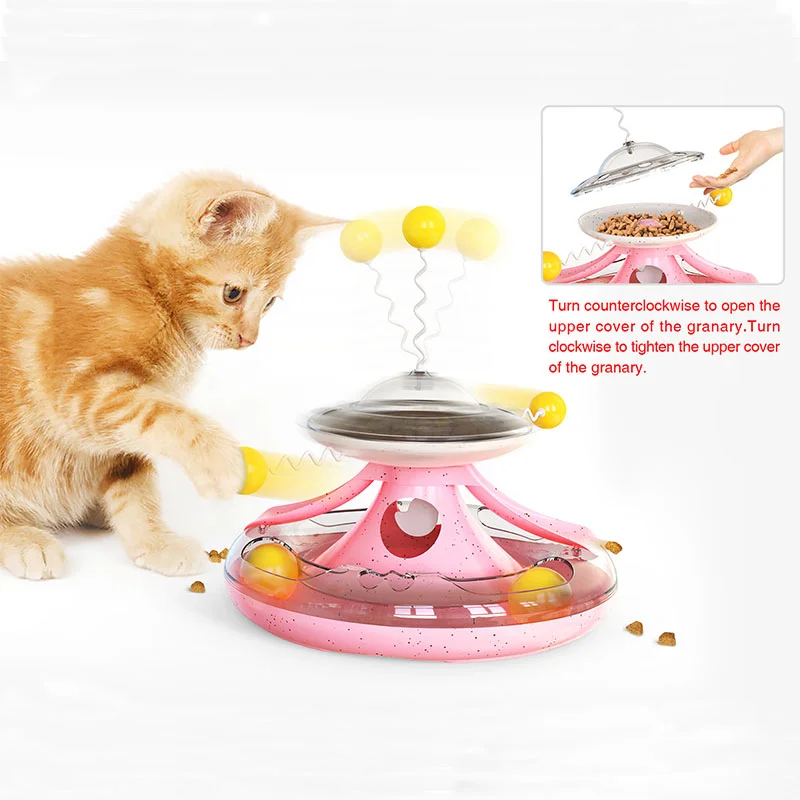Amazon Hot Sale Cat Tease Stick Toys Plastic Tower Cat Funny Toy Pet Food Dispenser Toys