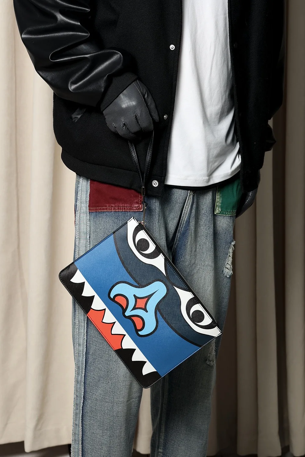 Korean Style Fashion Men Handbag Cartoon Printed Envelope Clutch Purse Bag Shoulder Messenger Bags For Girl Leather Clutch Purse