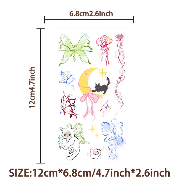 Custom Design 10 Pack Water Transfer Waterproof Temporary Small Blue Butterfly Tattoo Stickers