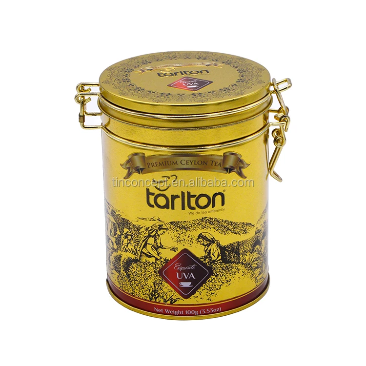 Factory Supply Gold Hinged Lid Copper Tea Tins For Storage