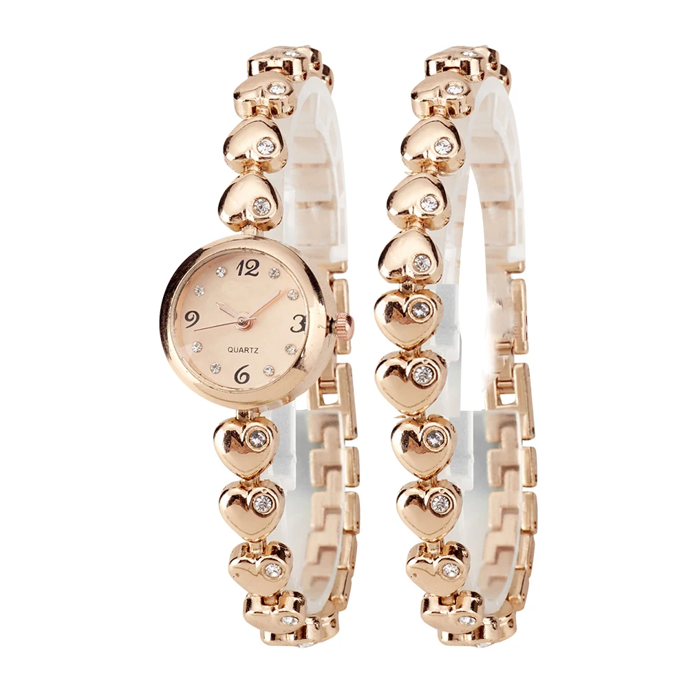 New Girl Fashion Gold Women Bracelet beautiful ladies watch Dress Lady Quartz Wristwatch