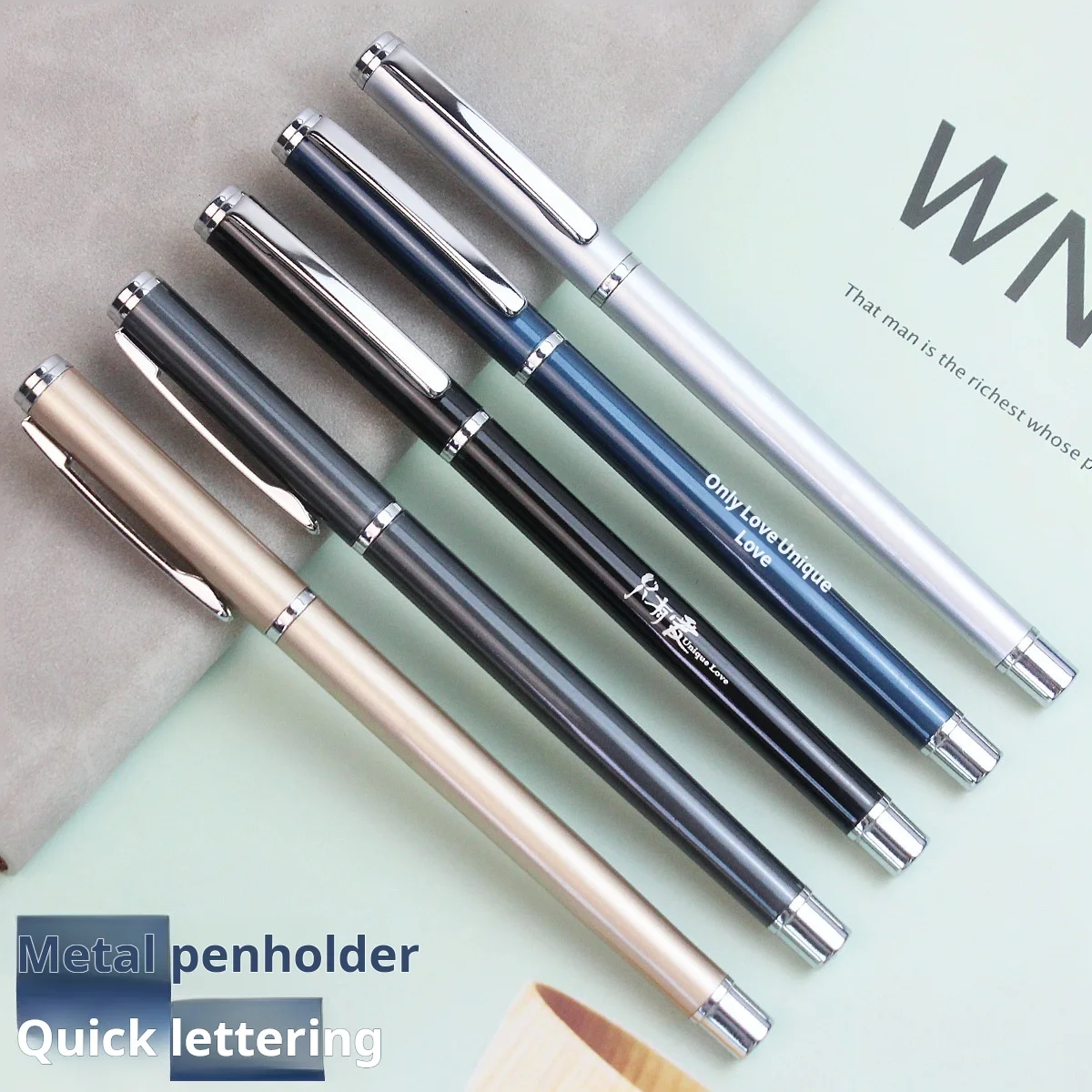 X1028 Low Moq Metal Ballpoint Pen Stainless Steel Penholder Ball Point Gel Ink Promotional Pens