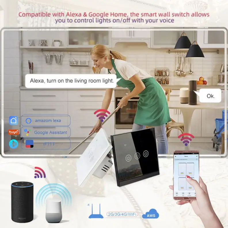 Китайские товары оптовая продажа настенный выключатель Zigbe ЕС умный Wi-Fi переключатель интеллектуальный сенсорный Умный домашний