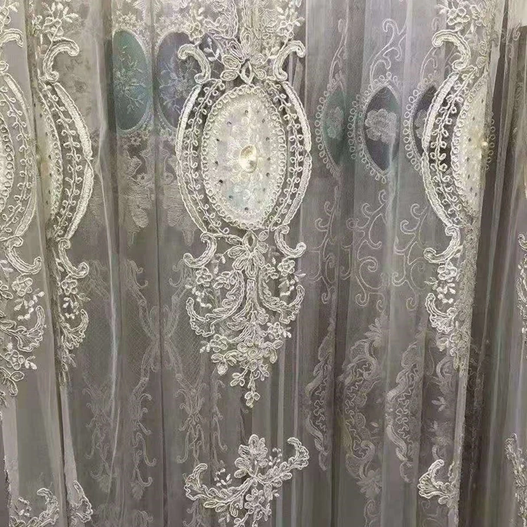  High-Grade Embroidery Flower Screens European Style Curtain Voile Tulle Sheer Bedroom Living Room Windows
