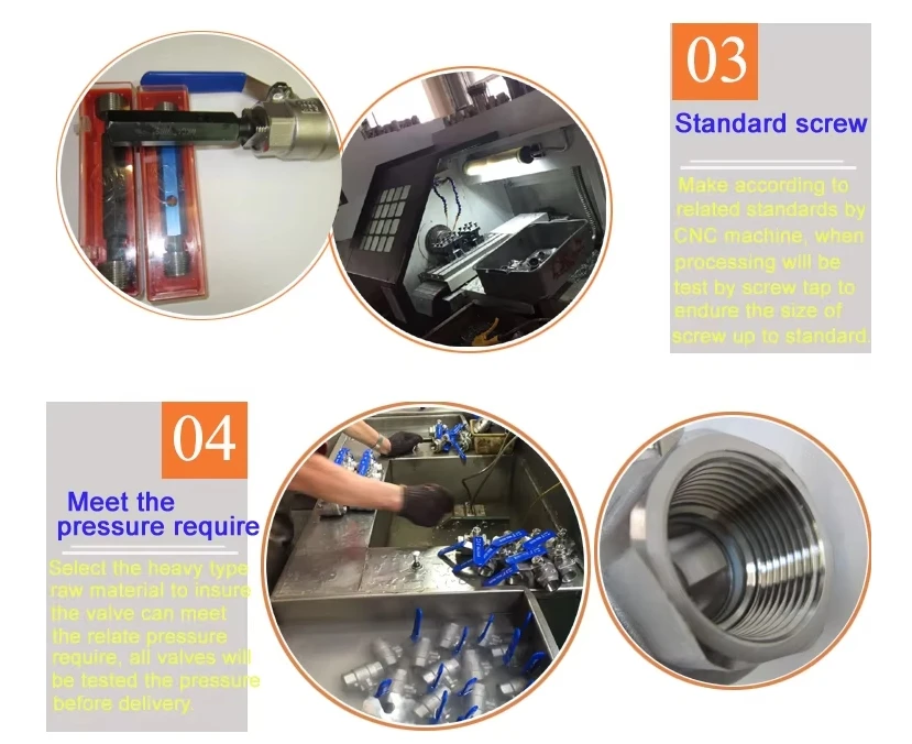 FURUI Factory Direct stainless steel 304 316 PSI1000 DN8-DN100  lock control Manual handle BSP NPT thread 2-piece TS ball valve