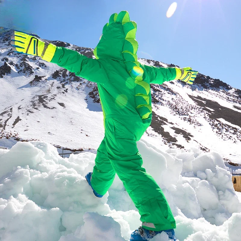 2024 New Kids Ski Set Children Jumpsuits Waterproof Windproof Snow Clothes Ski Suit Winter Snowsuit Outdoor Cartoon Ski Overalls