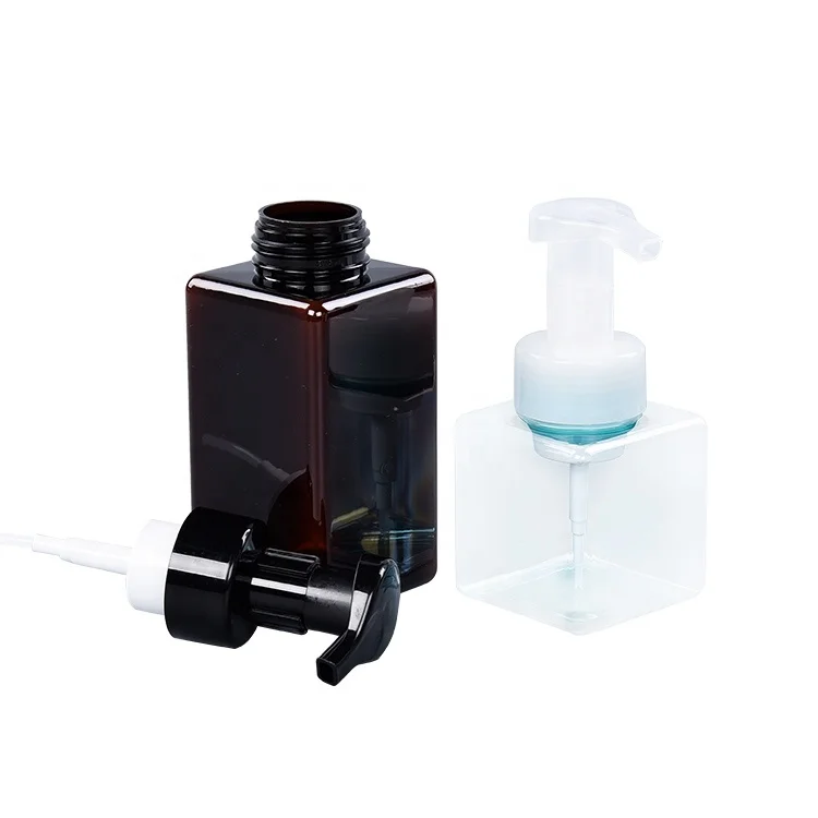 Custom 100ml 150ml 250ml 280ml 650ml White Clear Square Hand Santitizer Plastic PET PETG Body Lotion Bottle With Pump