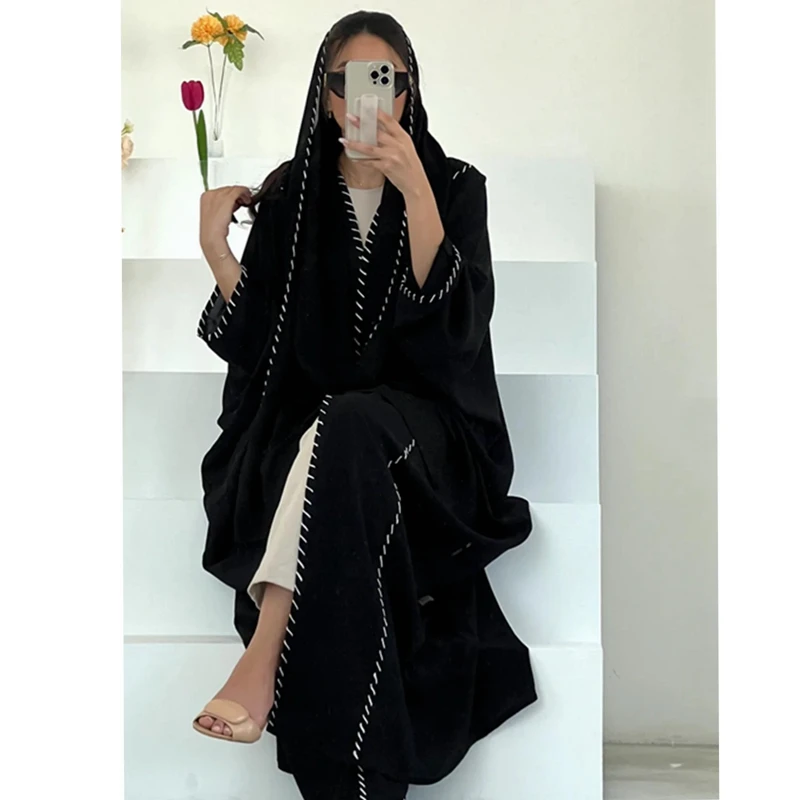 modeste ensembles robe musulmane pour femmes crepe black abaya de luxe