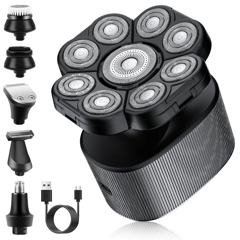 Suttik LK-8188 New 8D 9D IPX6 Waterproof Electric Razor Grooming Kit 8500rpm Type-C Rechargeable Head Shavers for Bald Men