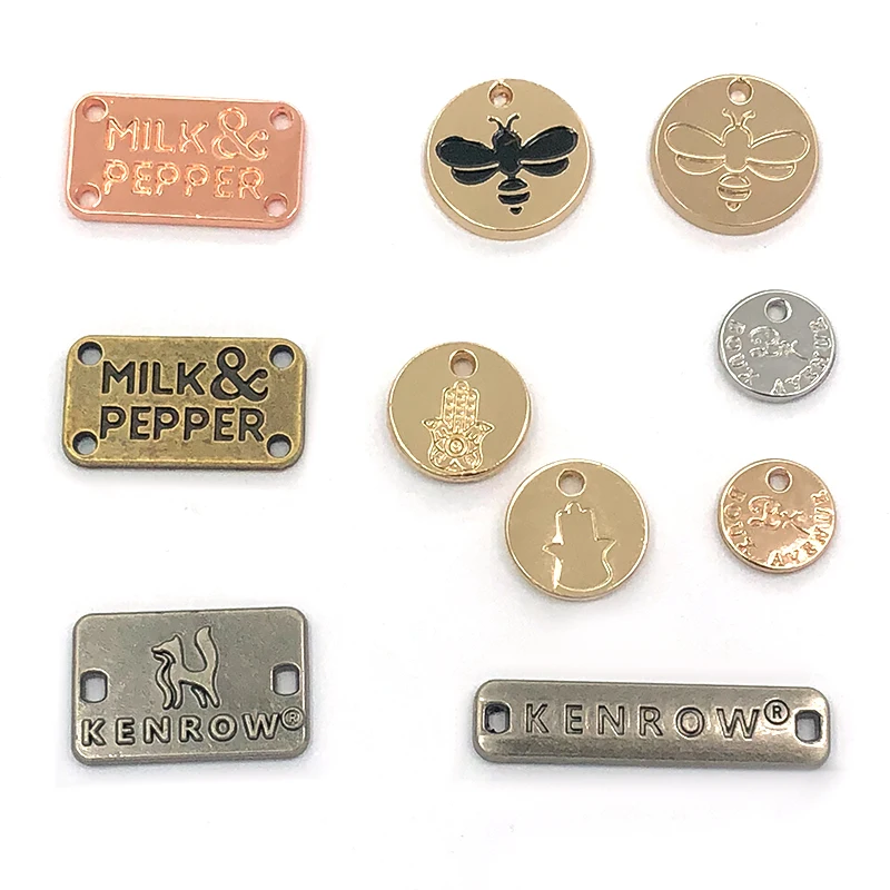 High Quality Custom Engraved Fashion Metal Clothing Label Paper Main Label for Jeans & Swimwear Custom Size Shape Brand Logo