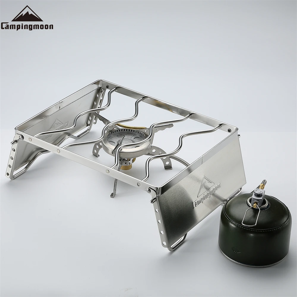 Outdoor Camping Multi-Function Windbreak Folding Storage Bracket Camping Console Stainless Steel Stove Rack BBQ Bracket