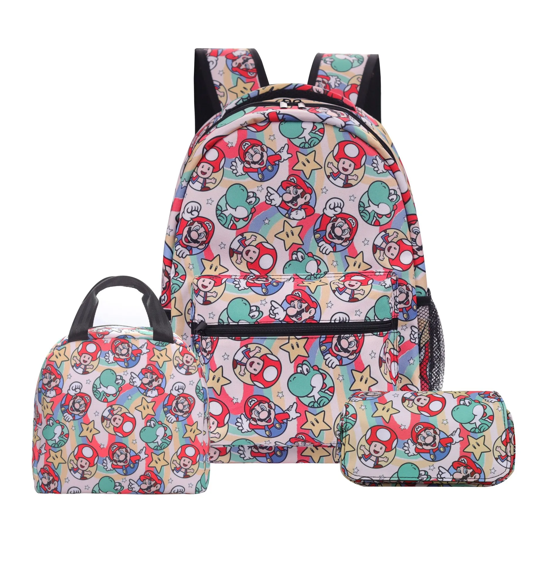 Mario School Backpack Set Mini Cartoon Three Piece Amazon School Bag And Lunch Bag Set For Kids Students Child School Bags Set