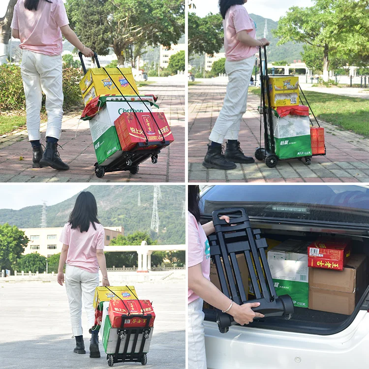 Small portable folding household trolley