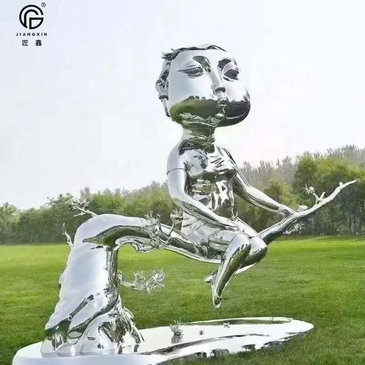 Life size outdoor stainless steel modern metal  statues sculpture for garden