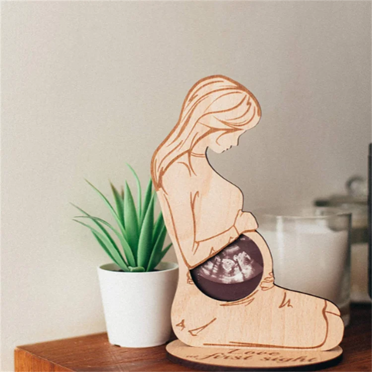 High Quality Brown Ultrasound Picture Frame Keepsake Wooden Picture Photo Frame Baby