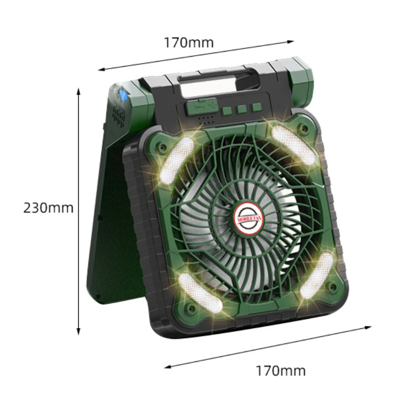 Multifunctional Wireless Solar Power Fan USB Rechargeable Multiple Colors Available Outdoor Camping Fan With Light
