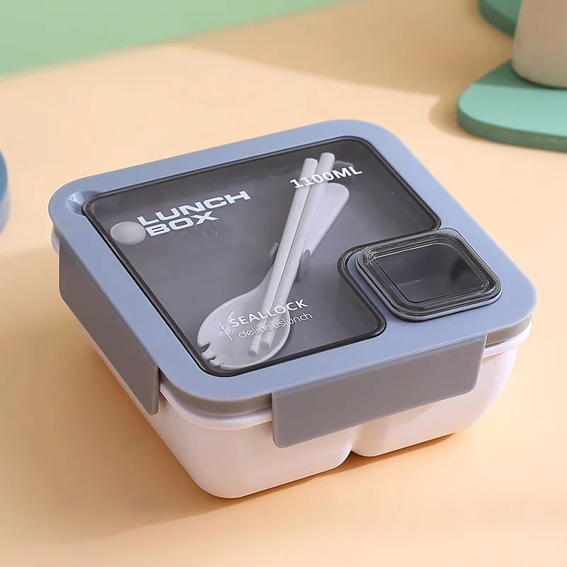 Custom logo all-in-one stackable bento lunch box container salad box with cutlery for kids adults