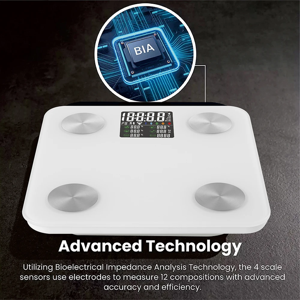 Human Bluetooth Composition Analyzer Digital Bathroom Scale Weighing Scale With Body Fat