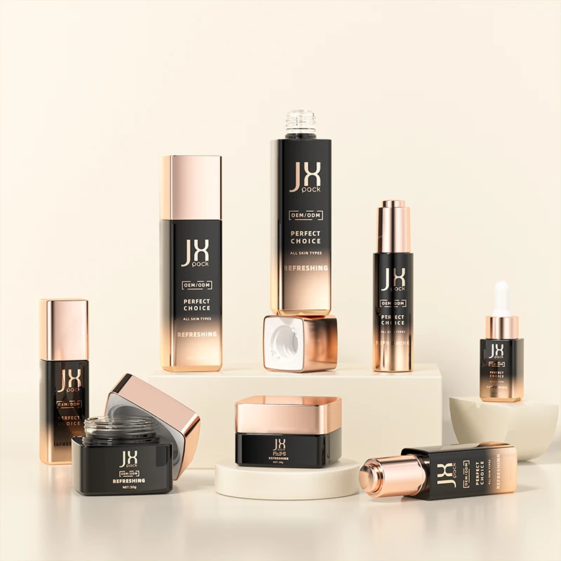 matte square glass jar rectangle glass bottle flint glass bottle serum set skin care containers luxury white cosmetic