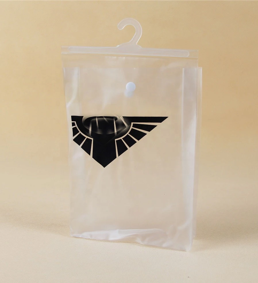 wholesale plastic PVC apparel packaging bag  with hanger