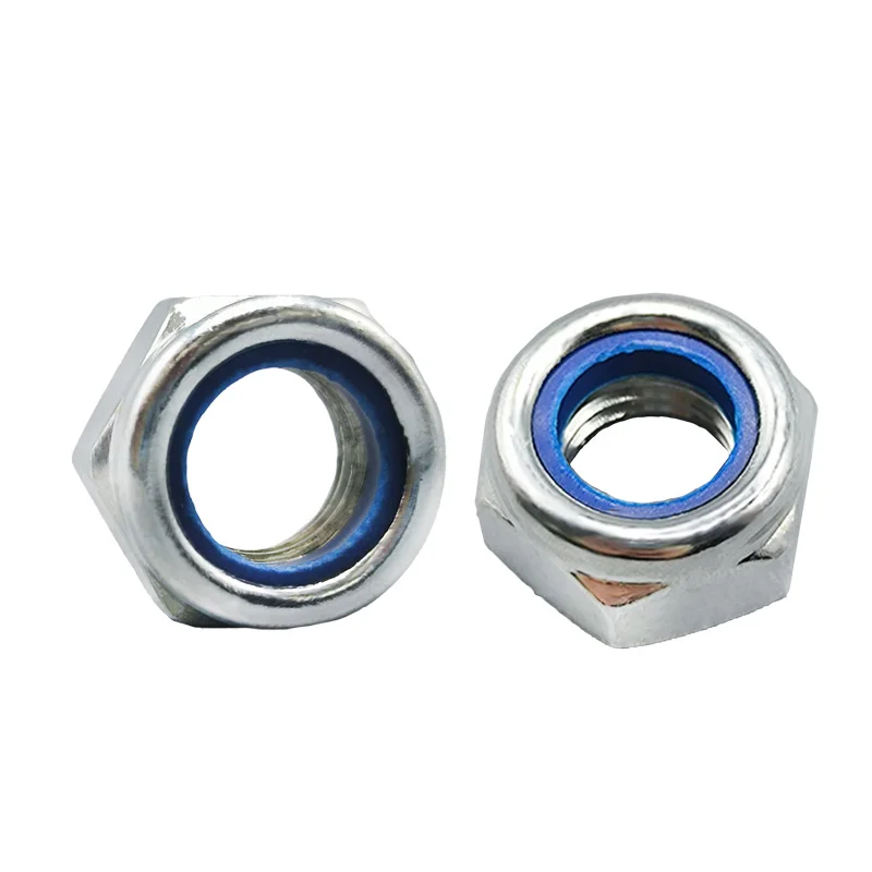 nylon lock hexagon nuts bolts and nuts manufacturers with white zinc plated for customized nut