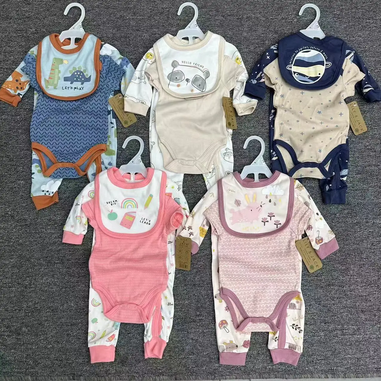 Summer romper baby crawling suit, newborn set baby romper bag fart suit bib baby crawling suit+pants 3PC