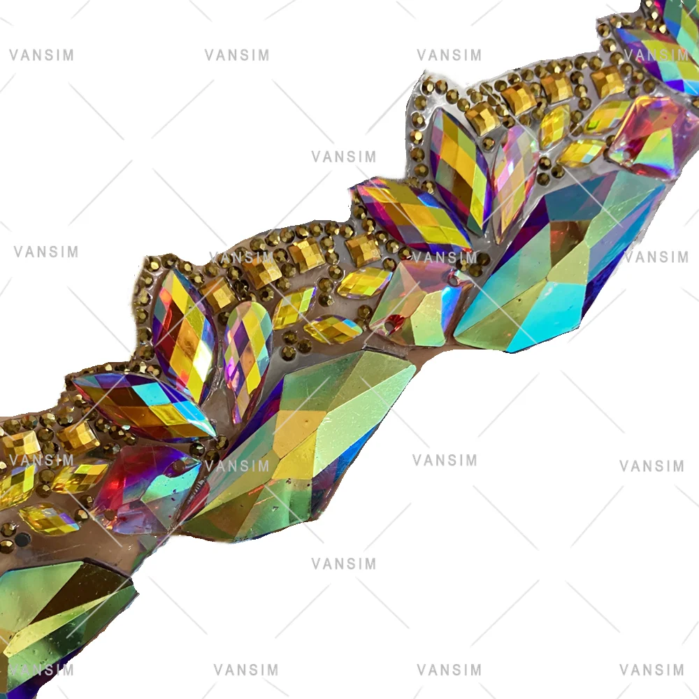 Carnival Costumes Accessories Green AB Aqua AB Iridescent Resin Rhinestone Appliques Diamond