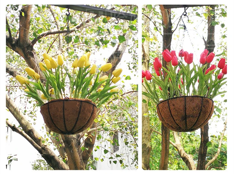 
14 inch coconut coir hanging storage basket pot with chain 