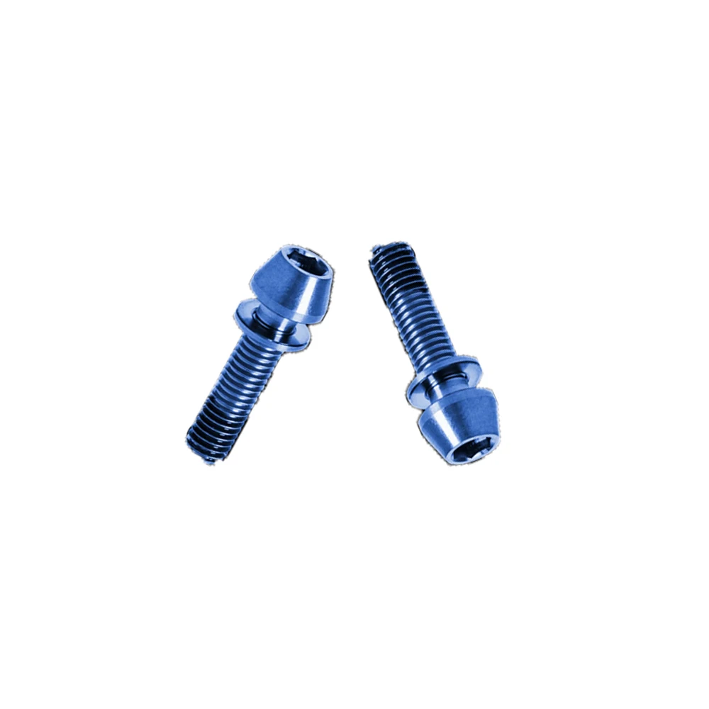 Bicycle bar blue anodized tapered head hexagon recessed bolt with washer