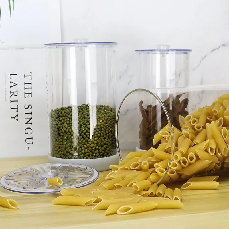 1 Set 3PCS 2000ML/1300ML/800ML Cylindrical Glass Washable Smart Airtight Seal Kitchen Smell Proof Food Storage Vacuum Container