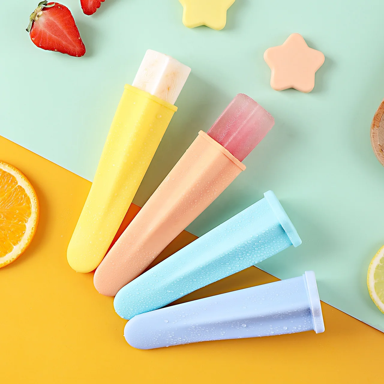 
2020 Haixin star shaped diy silicone ice cream popsicle mold with food grade plastic lid 