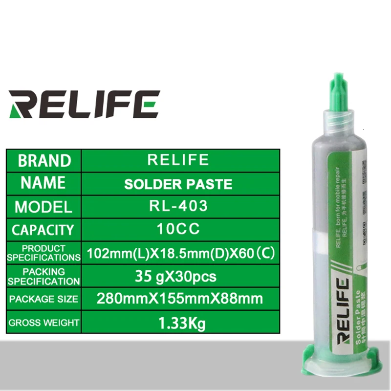 Relife RL-403 для нанесения паяльной пасты на печатные платы 10CC No-чистый оригинальный припоя поток