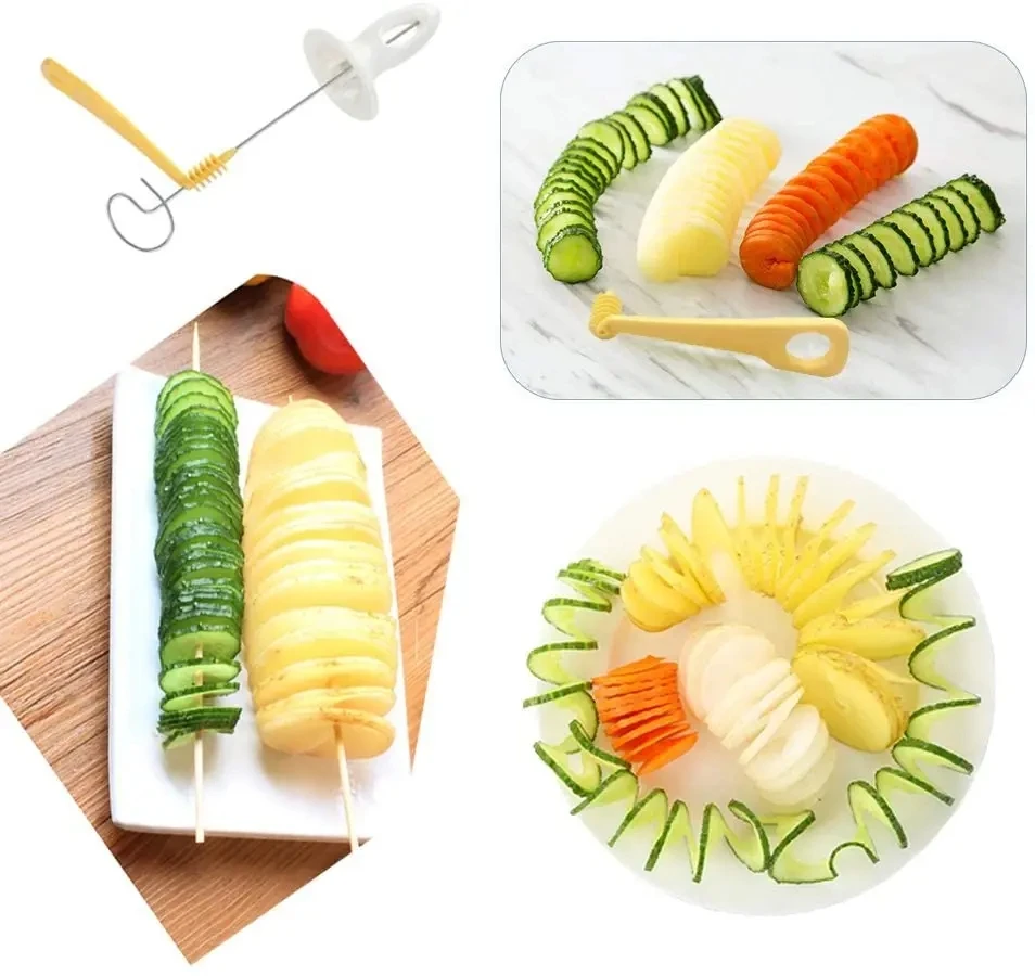 Portable Potato BBQ Skewers For Camping Chips Maker potato slicer Potato Spiral Cutter Barbecue Tools Kitchen Accessories