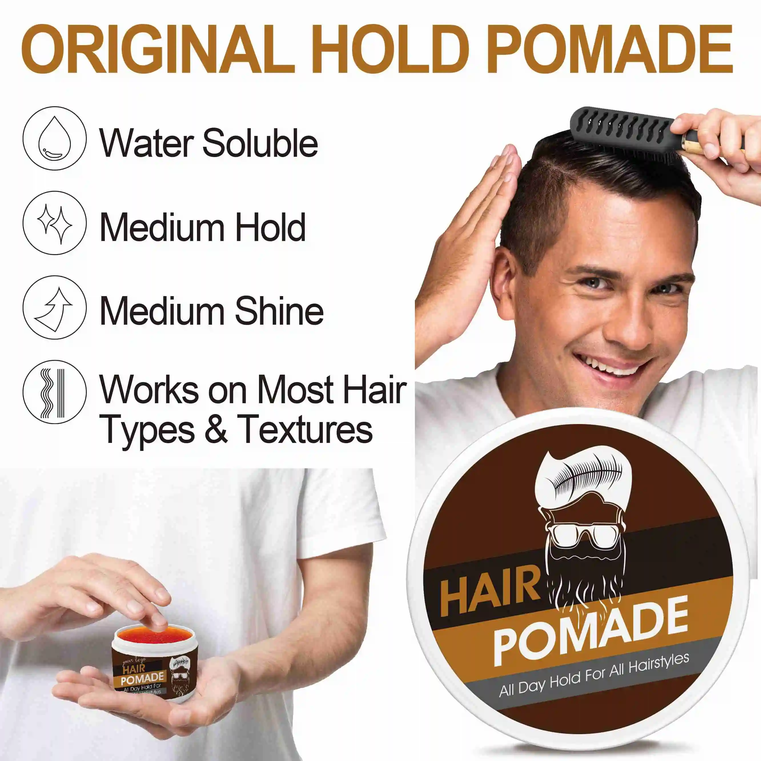 OEM ODM Customized Formula Strong Hold Men Private Label Water Based Hair Pomade