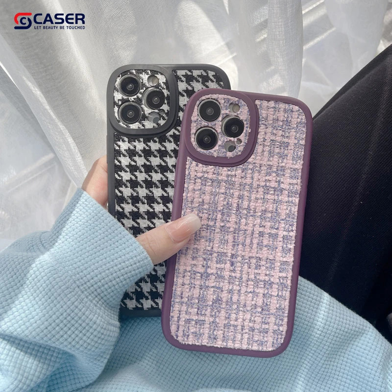 Hot Sale Product Retro Style Fabric Cell Phone Cover Knitted Flannelette Silicon Phone Cover For iphone 14 13 12 11 pro max