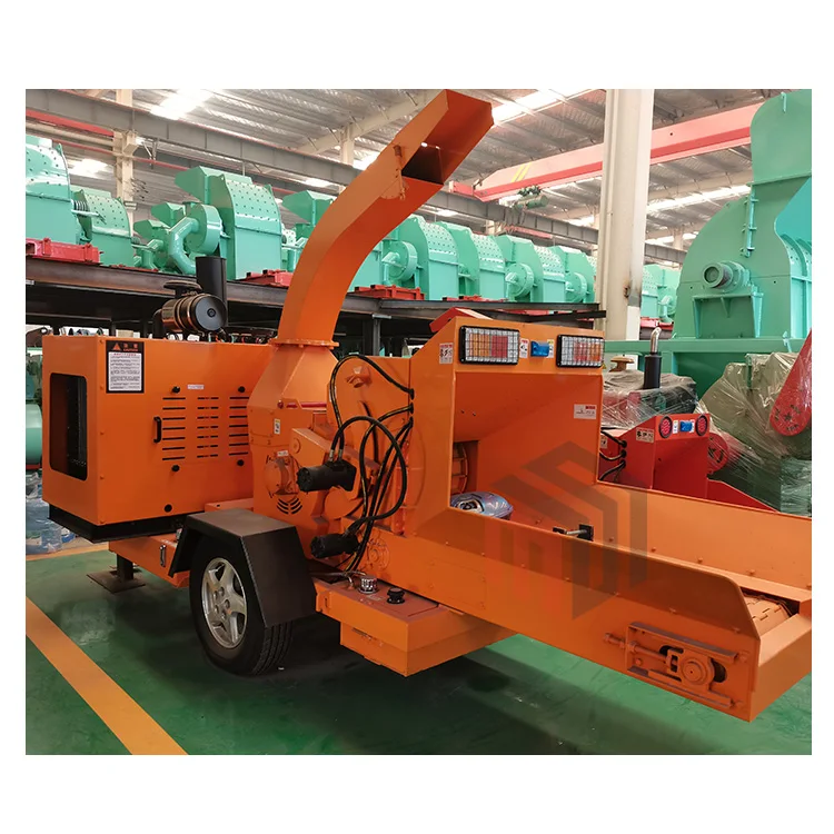 Diesel Mobile Wood Crusher Huge Portable Farm Banana Palm Tree Branch Log Mulcher Wood Chipper Shredder Machine