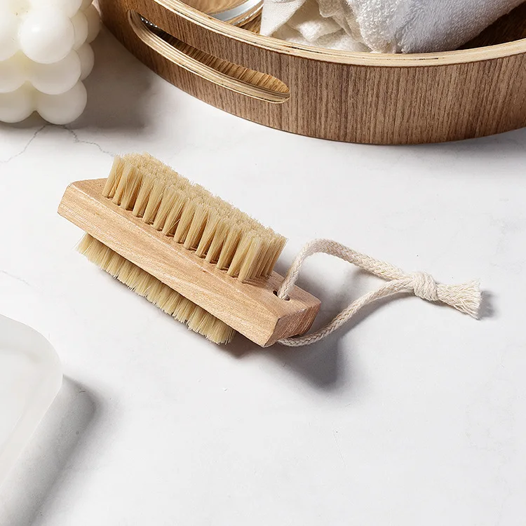 High Quality Wholesale Custom Logo Beech Sisal Cleaning Washing Brush Nanzhu Bristle Wooden Nail Brush
