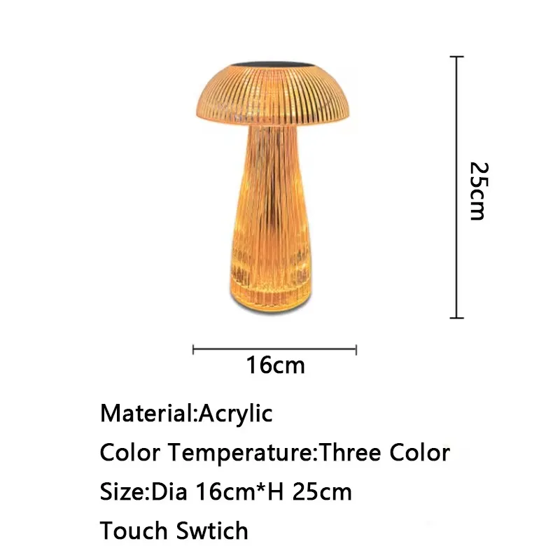 china new home Bedroom creative led touch remote control crystal mushroom table lamp