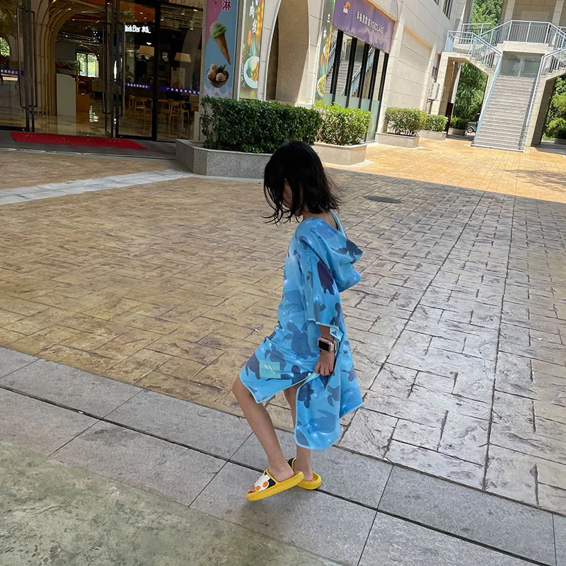 Quick dry lightweight compact print adult hooded microfiber beach towel beach poncho towel