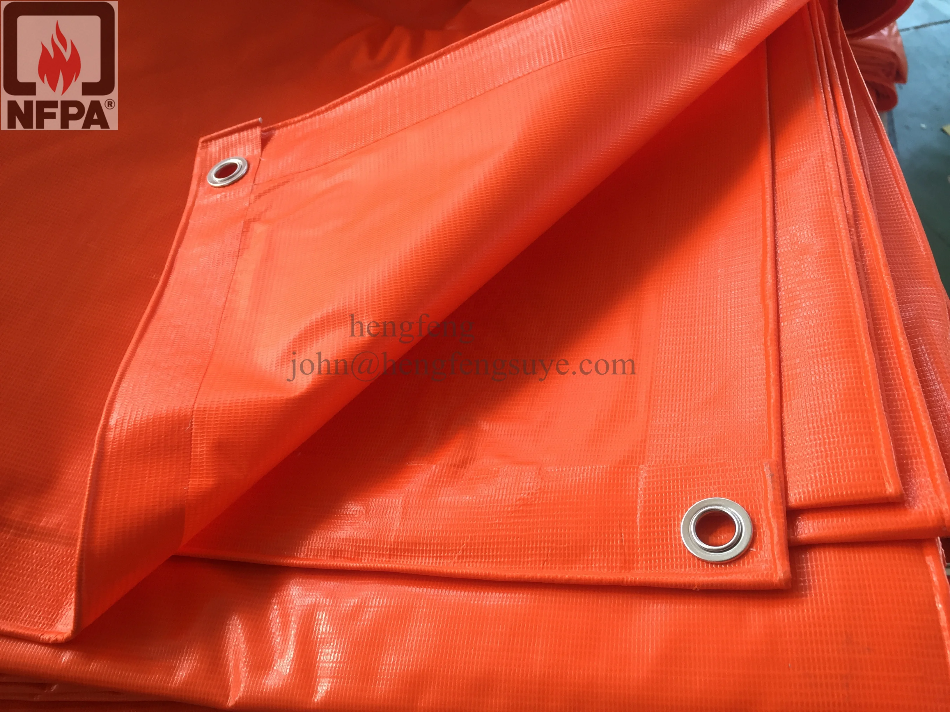 Fire-retardant  Orange pvc laminated  tarpaulin canvas manufacturer