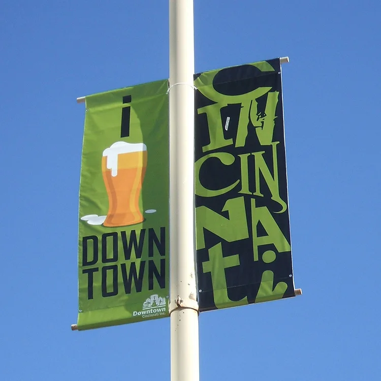 Outdoor Advertising Flags And Banners Large Custom Printing Double Sided Street Light Pole Display Banner Flag Sign