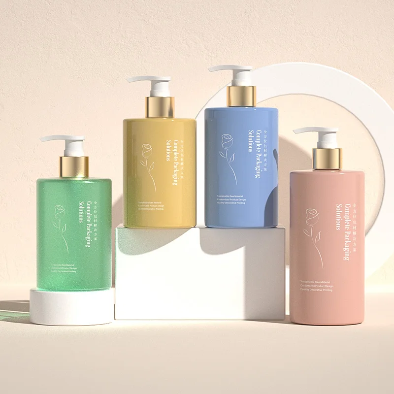 Custom 350ml 400ml 500ml Cylindrical Plastic Lotion Pump Bottle Empty 24/410 PET Plastic Bottle For Cosmetic Packaging